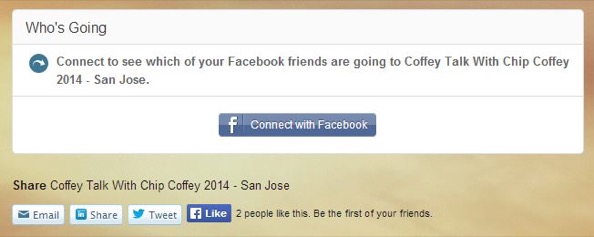 Connect with Facebook button after buying tickets