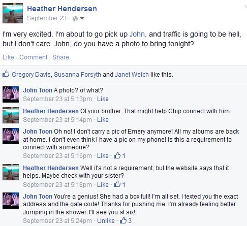 Facebook post about attending the event