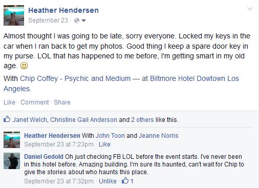 Facebook post about attending the event