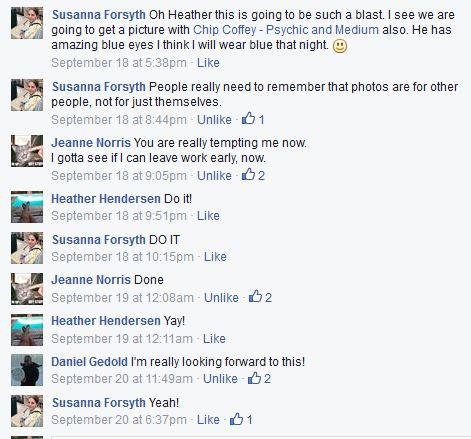 Facebook post about being excited for the event